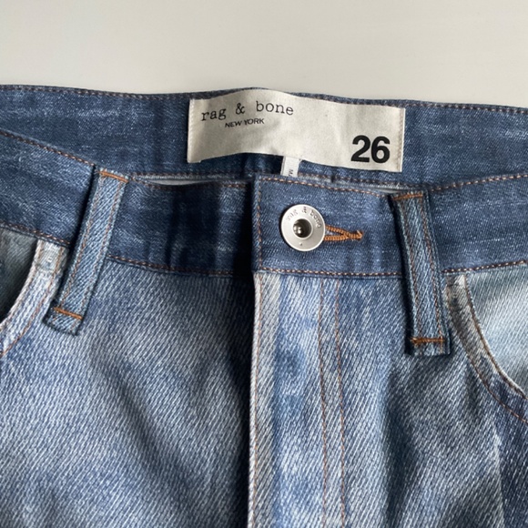 Rag & Bone Nina Miramar patchwork Straight-leg Jeans NWOT - Picture 8 of 9